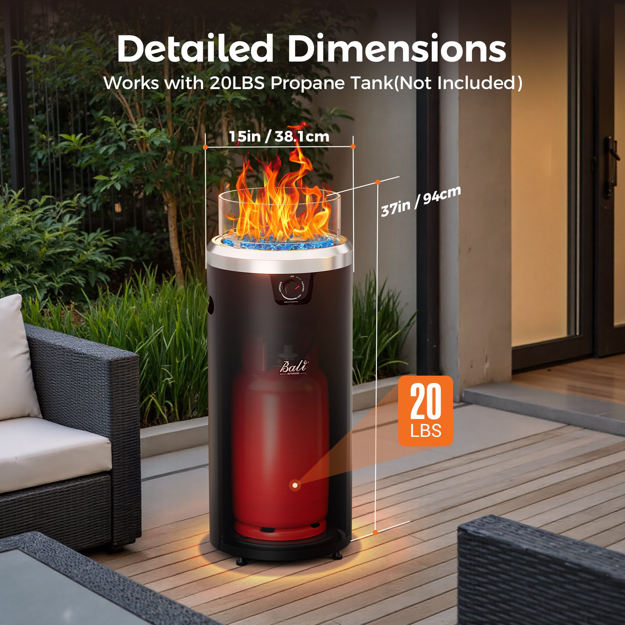 15 Inch Column Round Propane Fire Pit