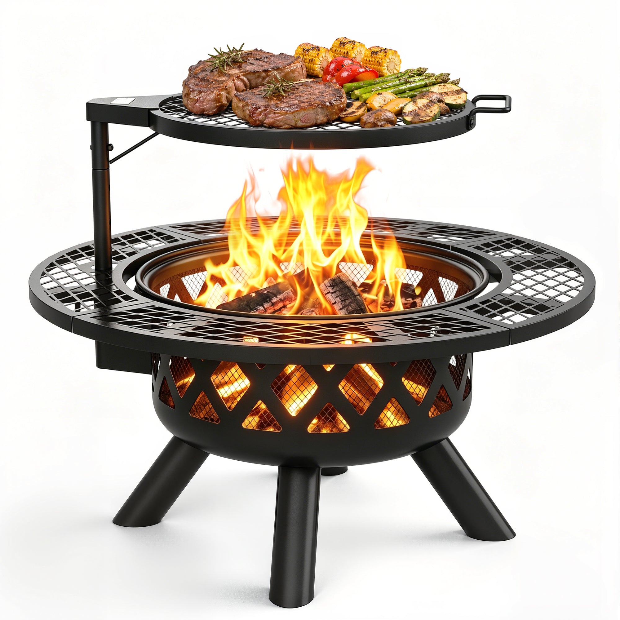 32 inch Wood Fire Pit, Black