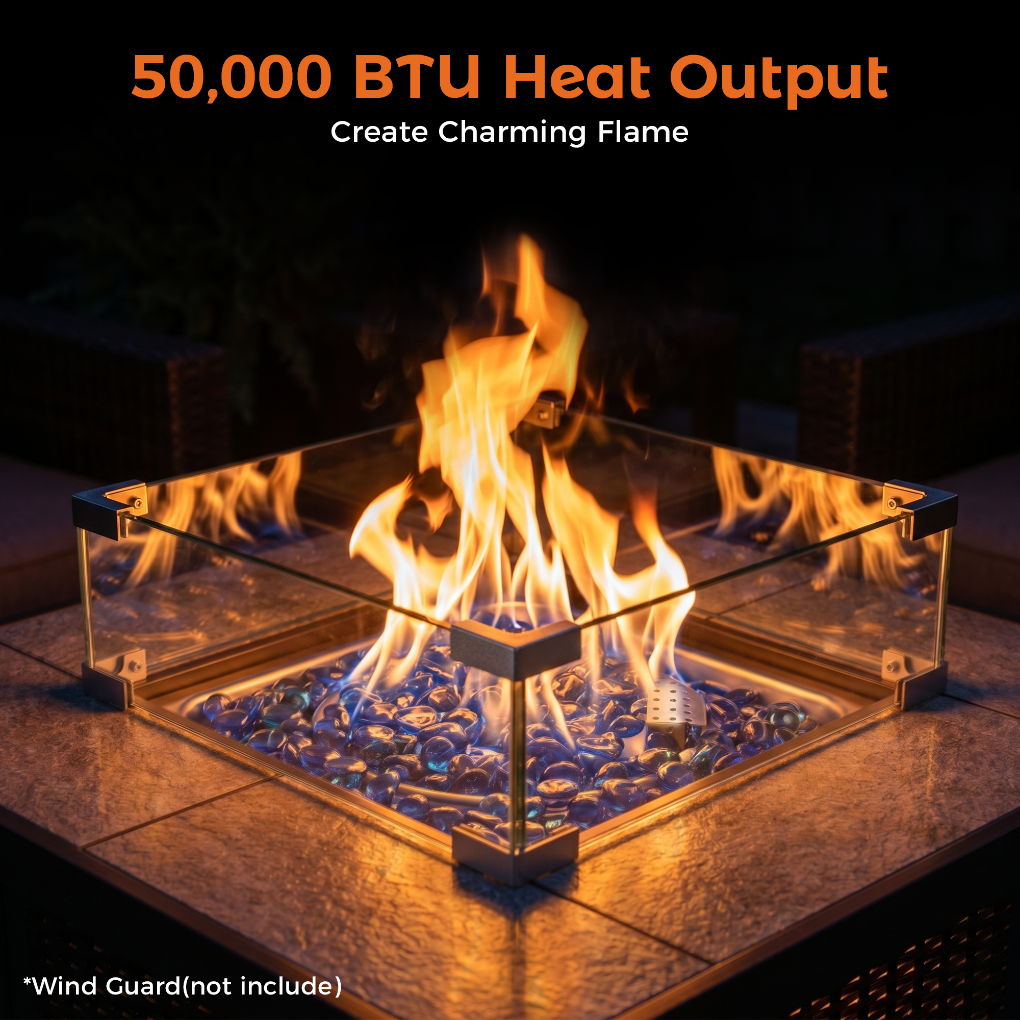 32 Inch Propane Gas Fire Pit Table, Brown