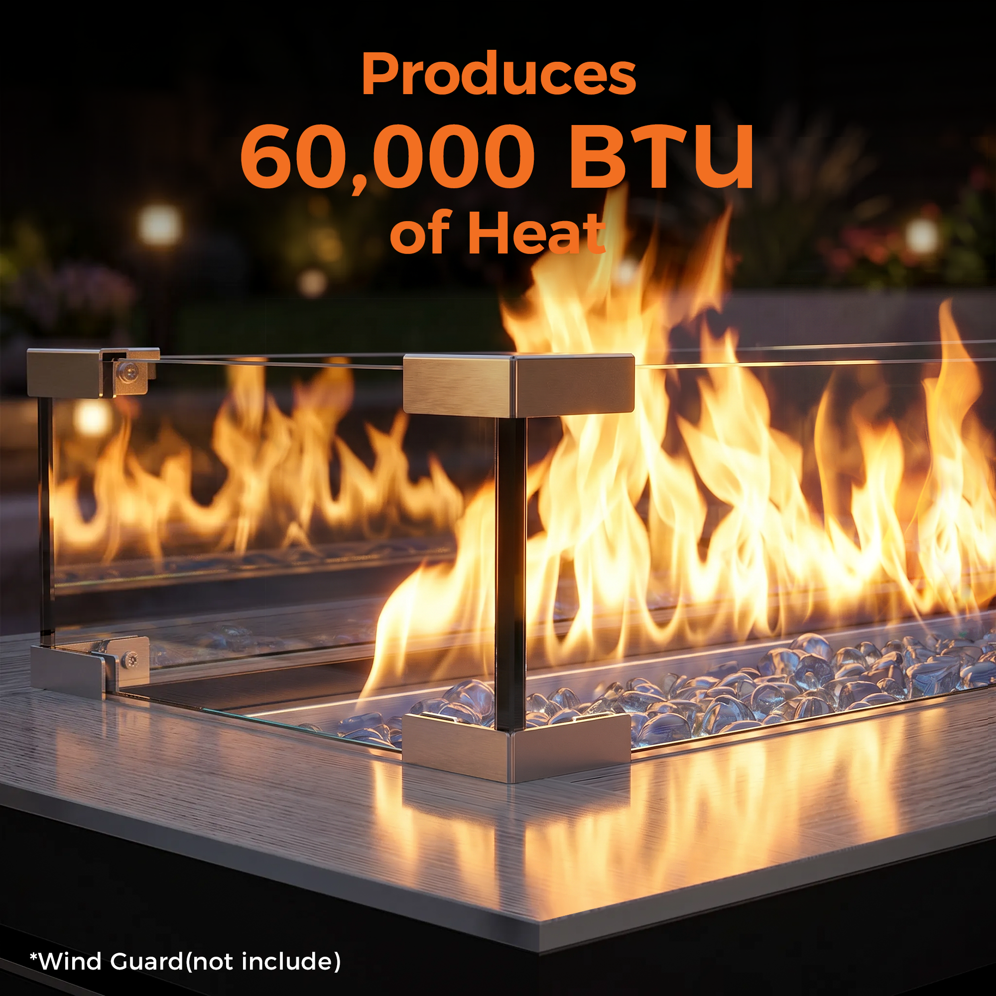 42 Inch Propane Fire Pit Table, Black