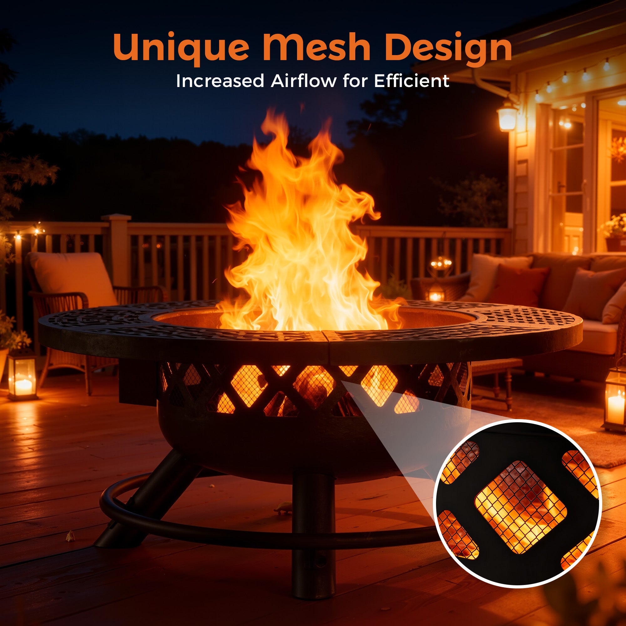 40 Inch Outdoor Wood Burning Fire Pit