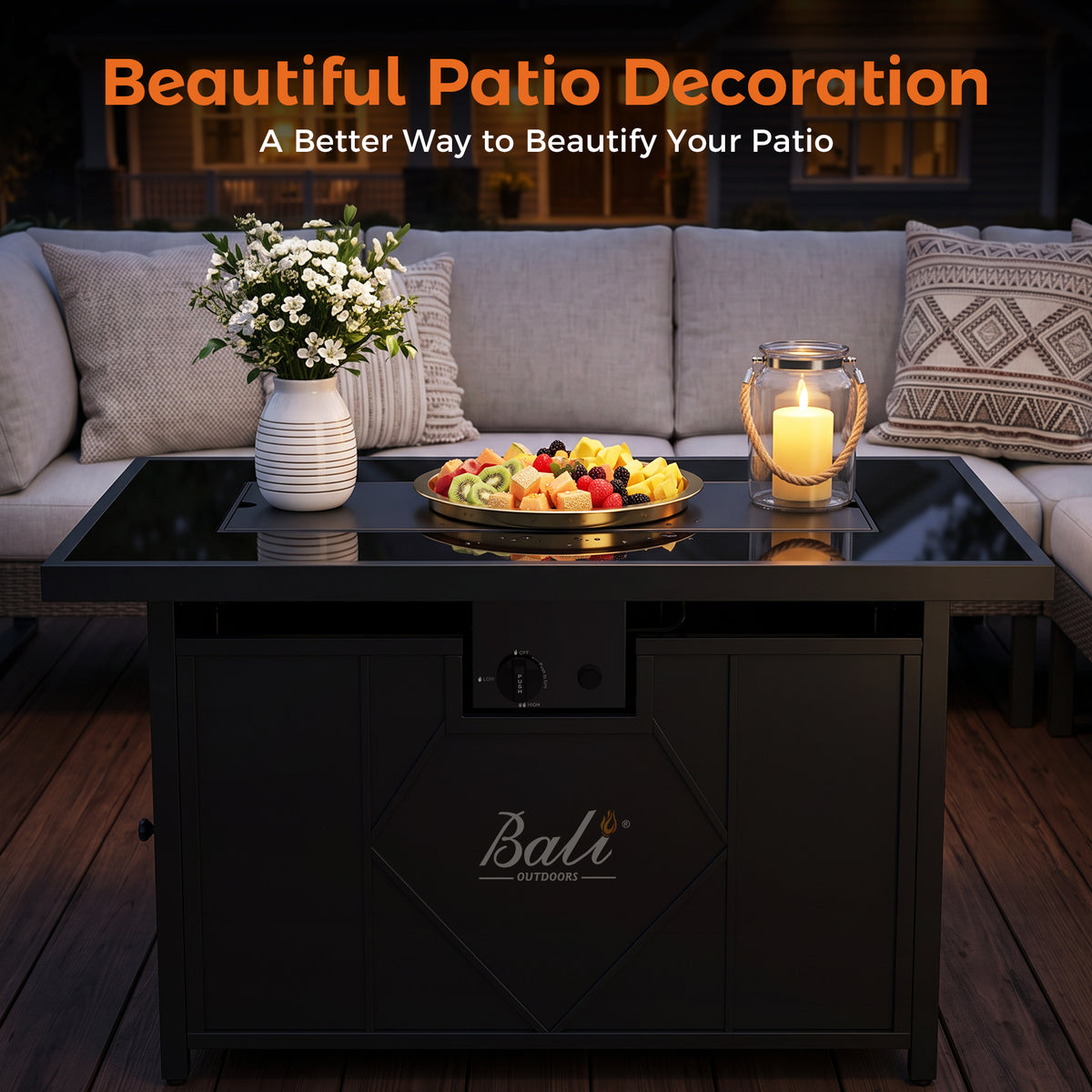 42 inch Propane Fire Table, Rectangular Outdoor Gas Fire Pit