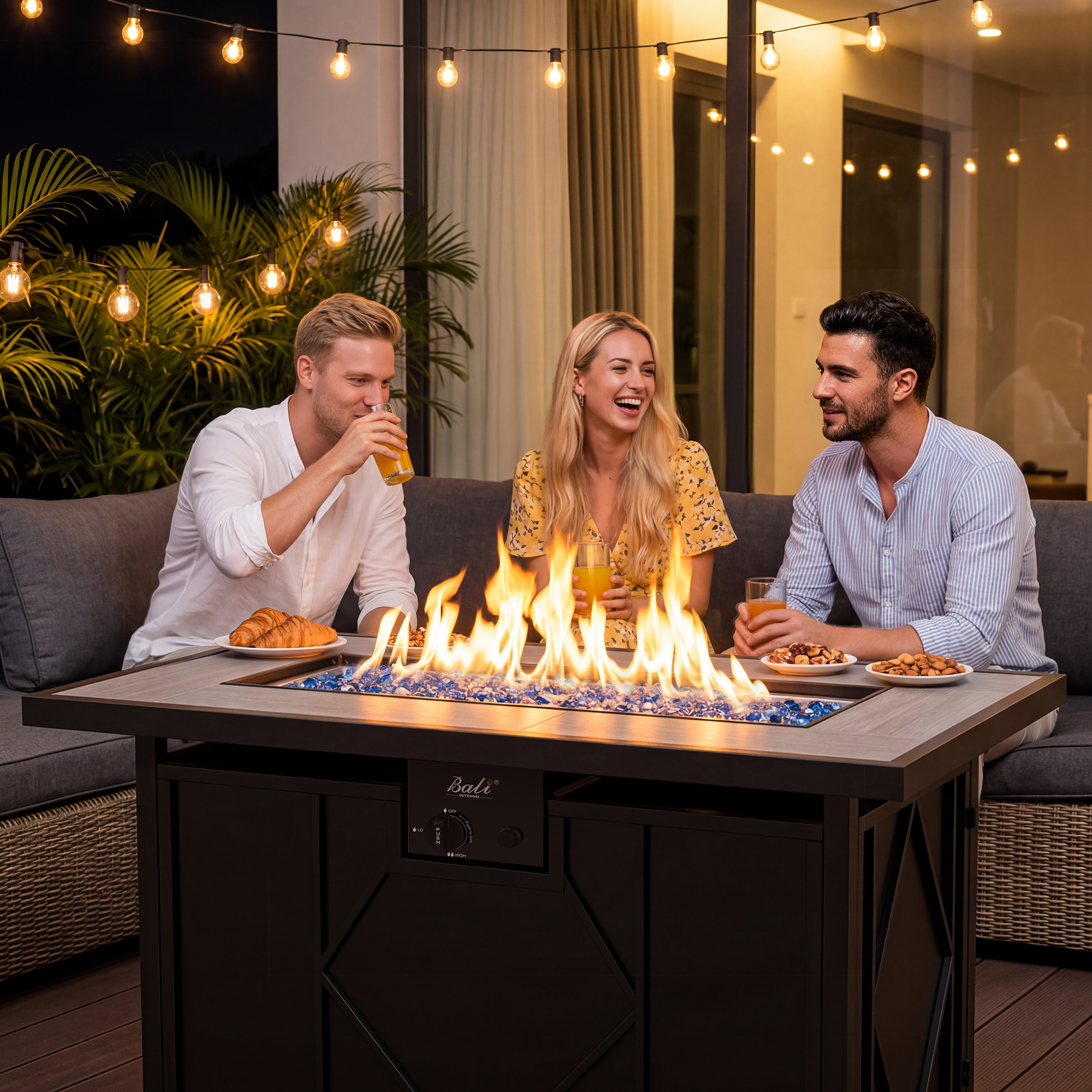 42 Inch Propane Fire Pit Table, Black