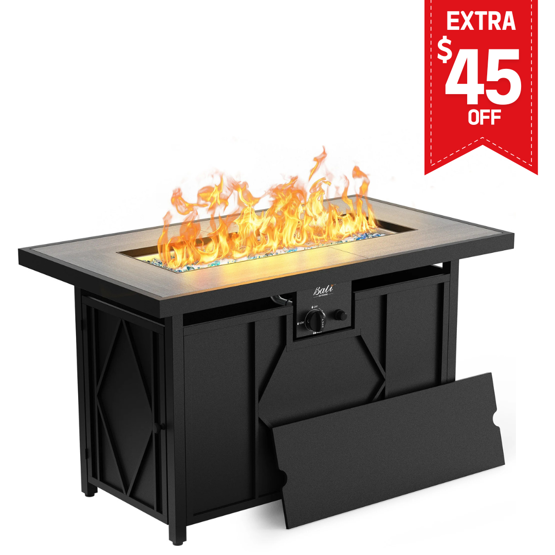 42 Inch Propane Fire Pit Table, Black