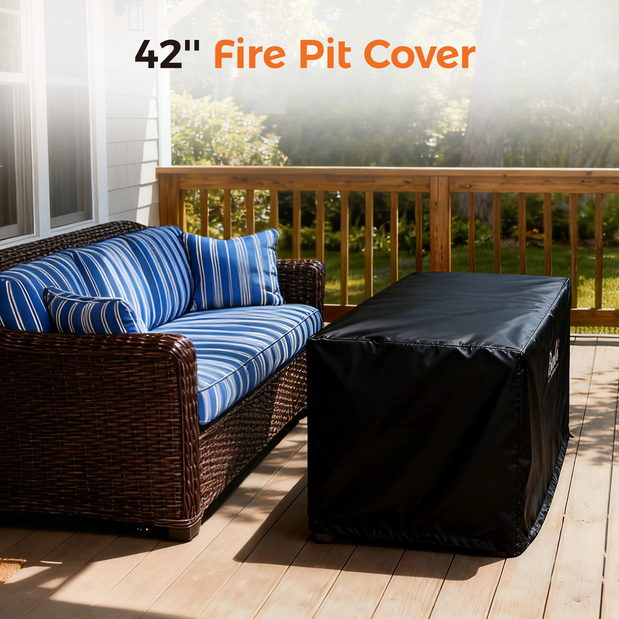 42 Inch Rectangular Fire Pit Covers, Black