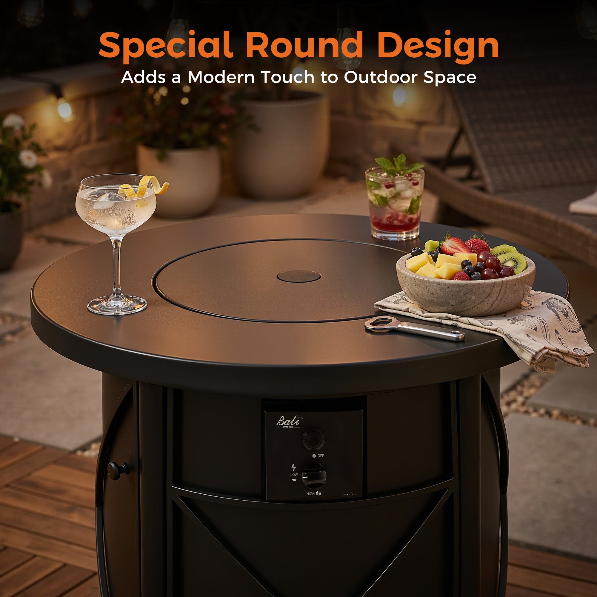 30 Inch Propane Fire Pit Table, Black