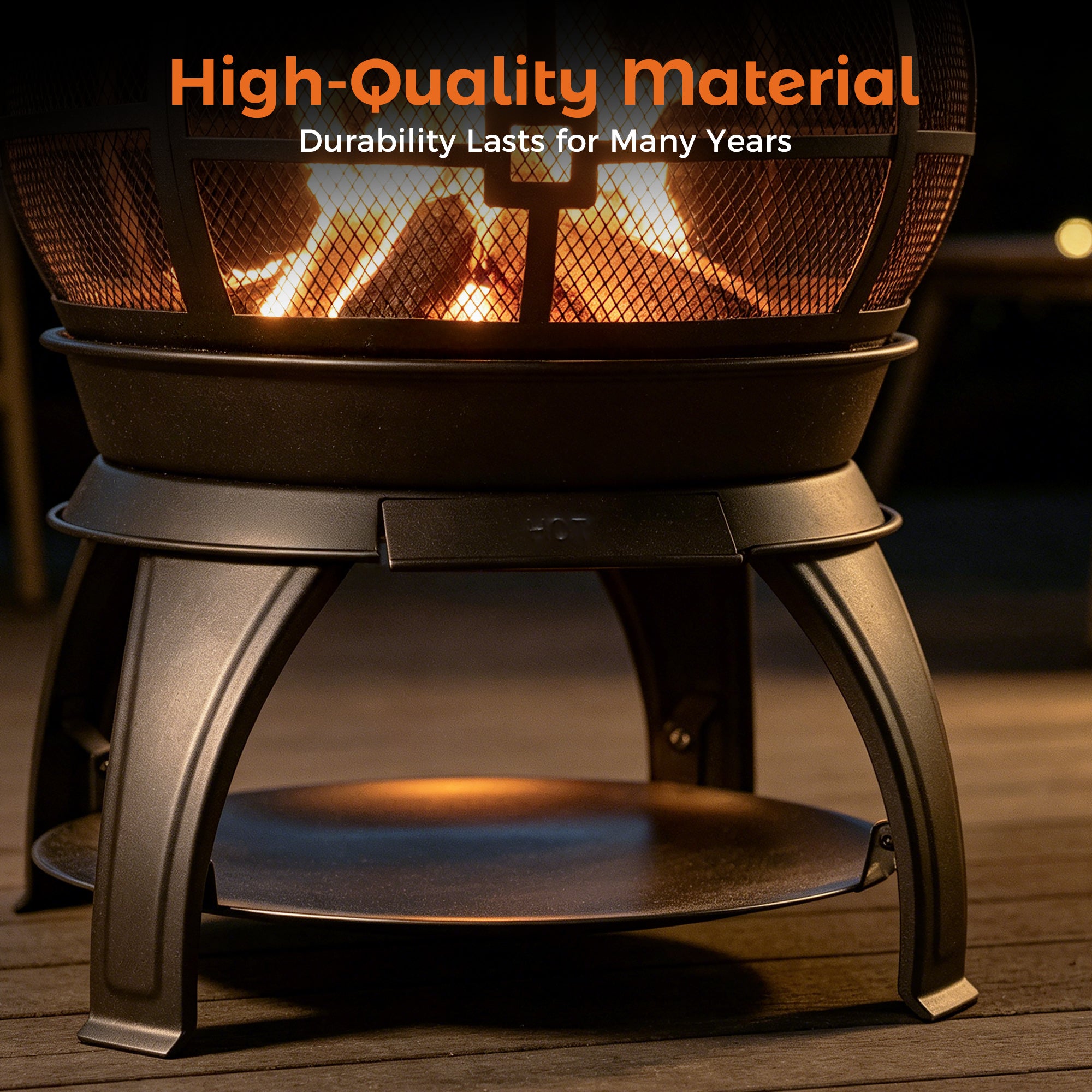 22 Inch Wood Burning Chiminea Fire Pits, Black