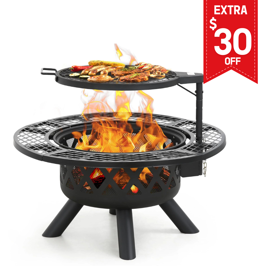 32 inch Wood Fire Pit, Black