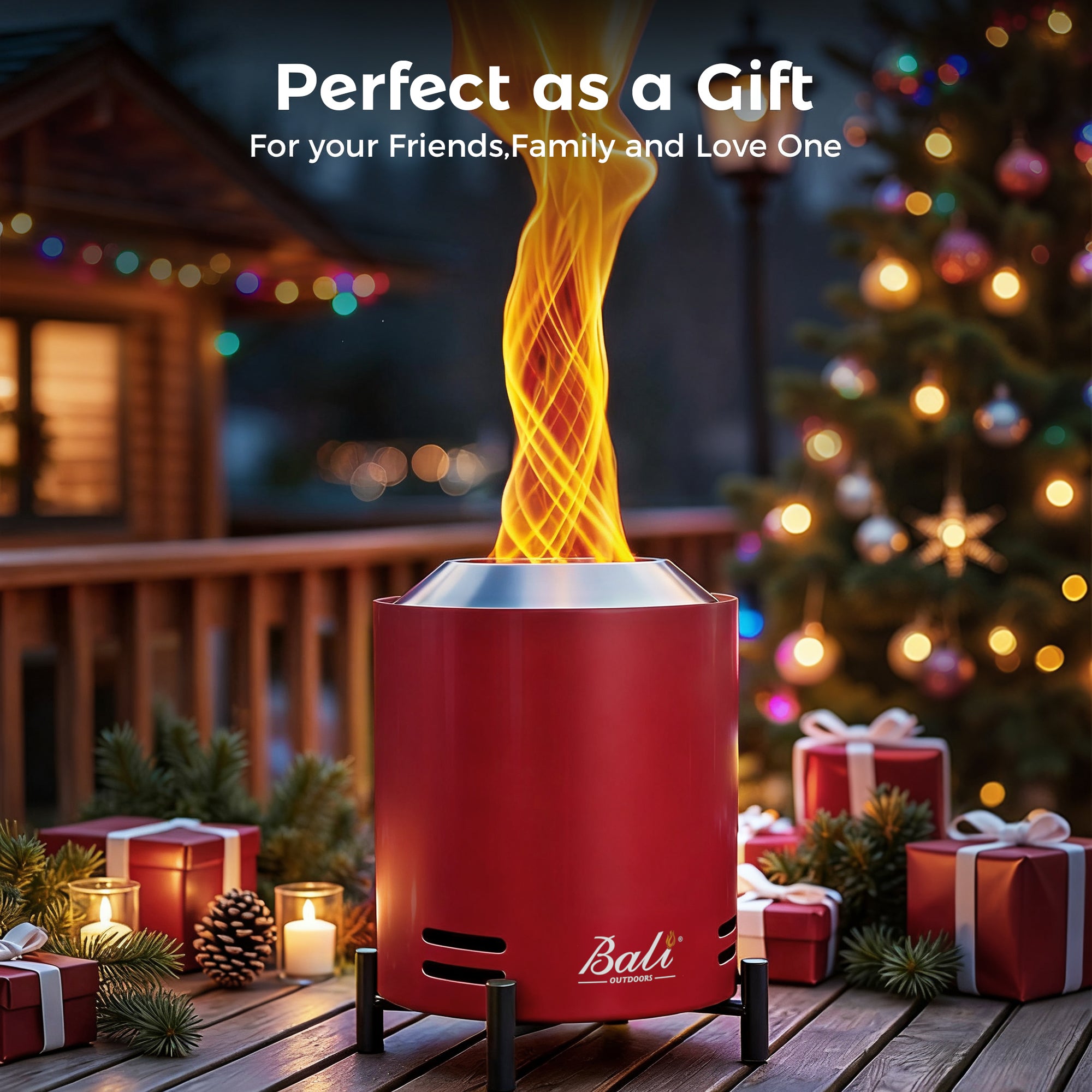 6.5 Inch Wood Stainless Steel Tabletop Fire Pit