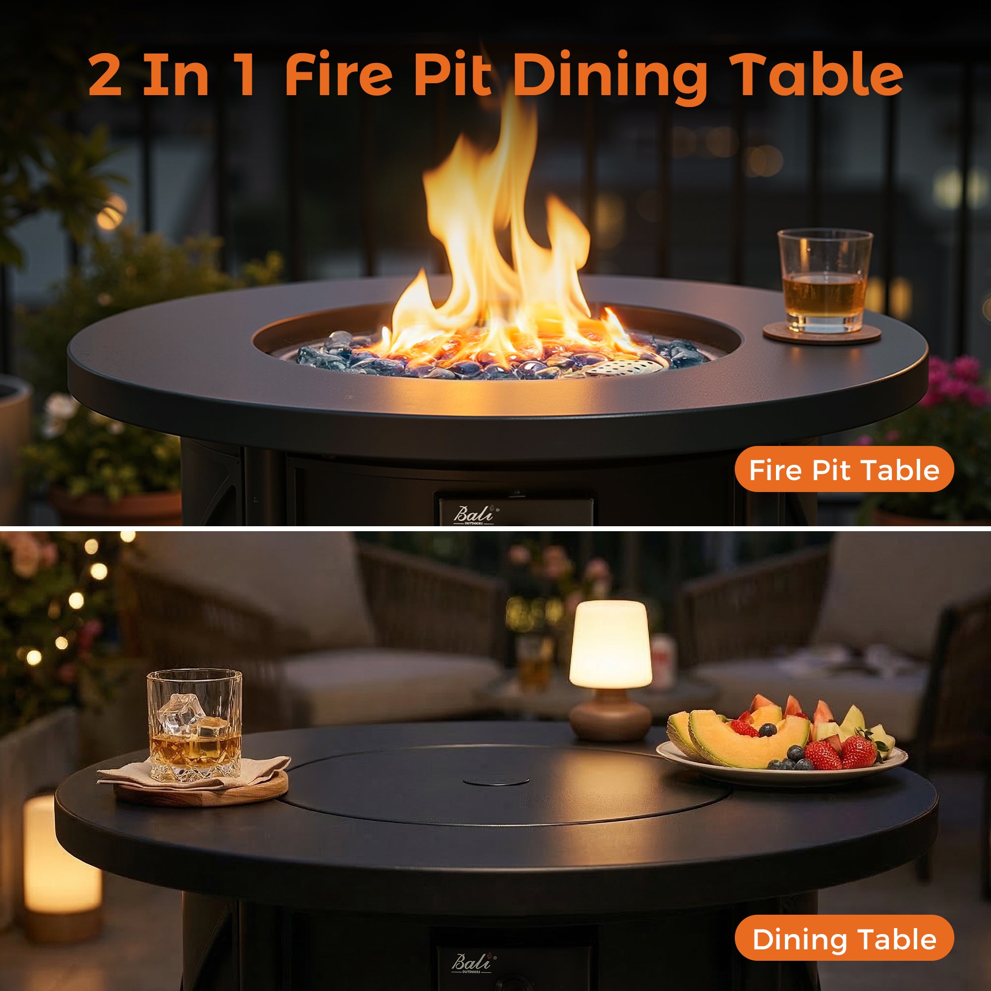 30 Inch Propane Fire Pit Table, Black