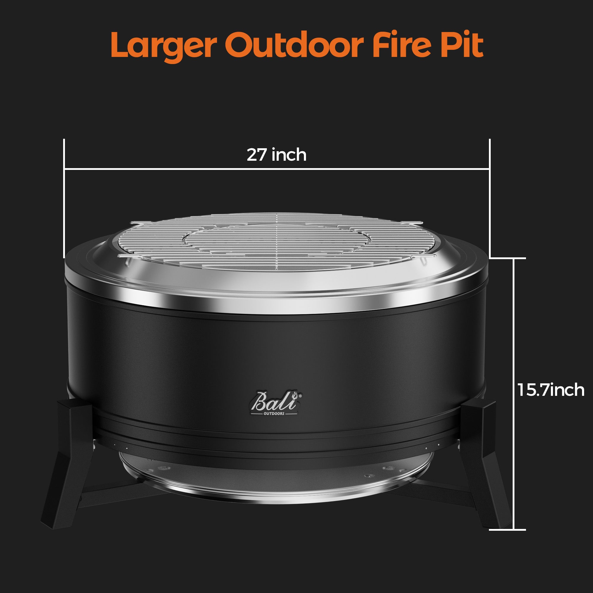 27 Inch Outdoor Smokeless Fire Pit With Ash Pan