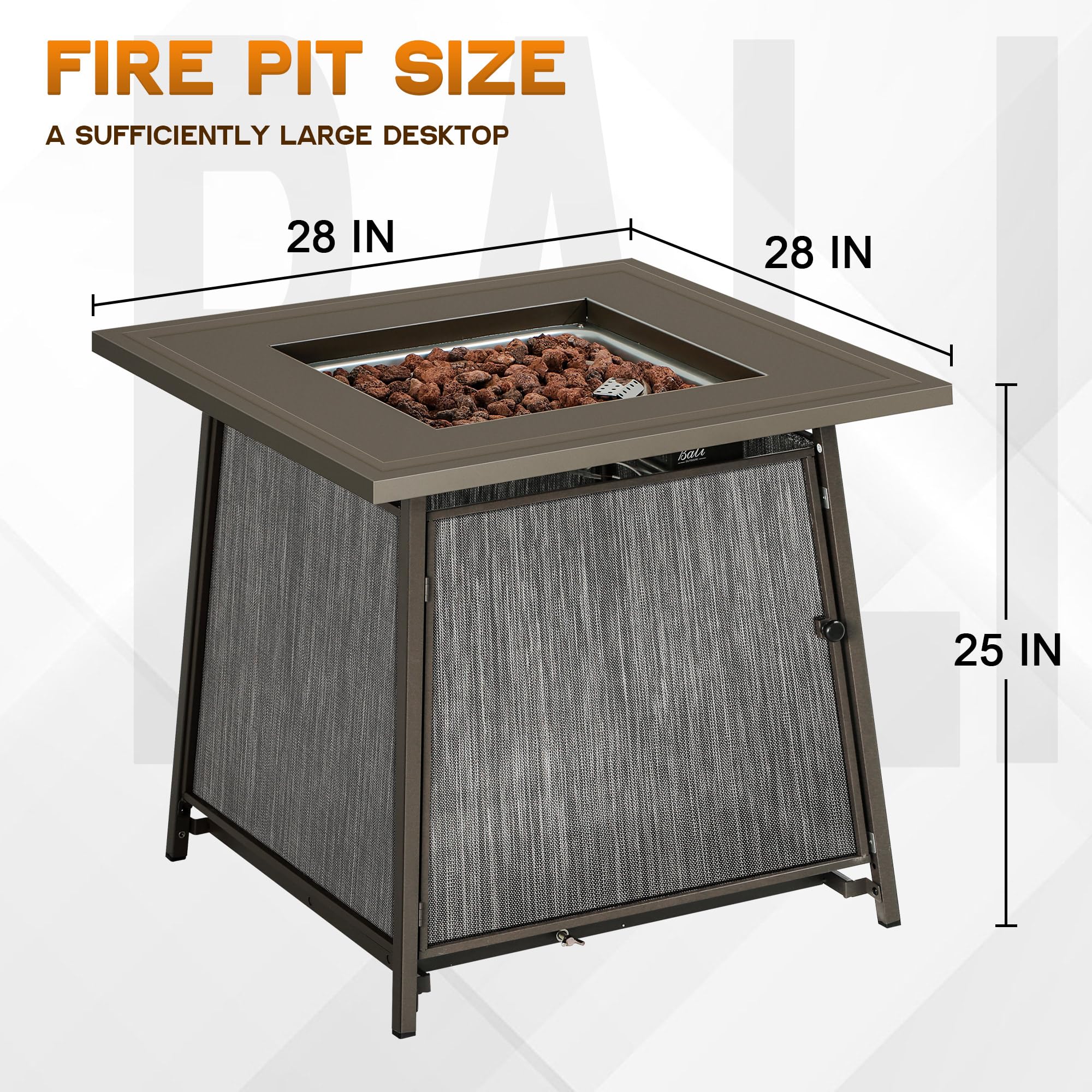 28 Inch Propane Fire Pit, Gray