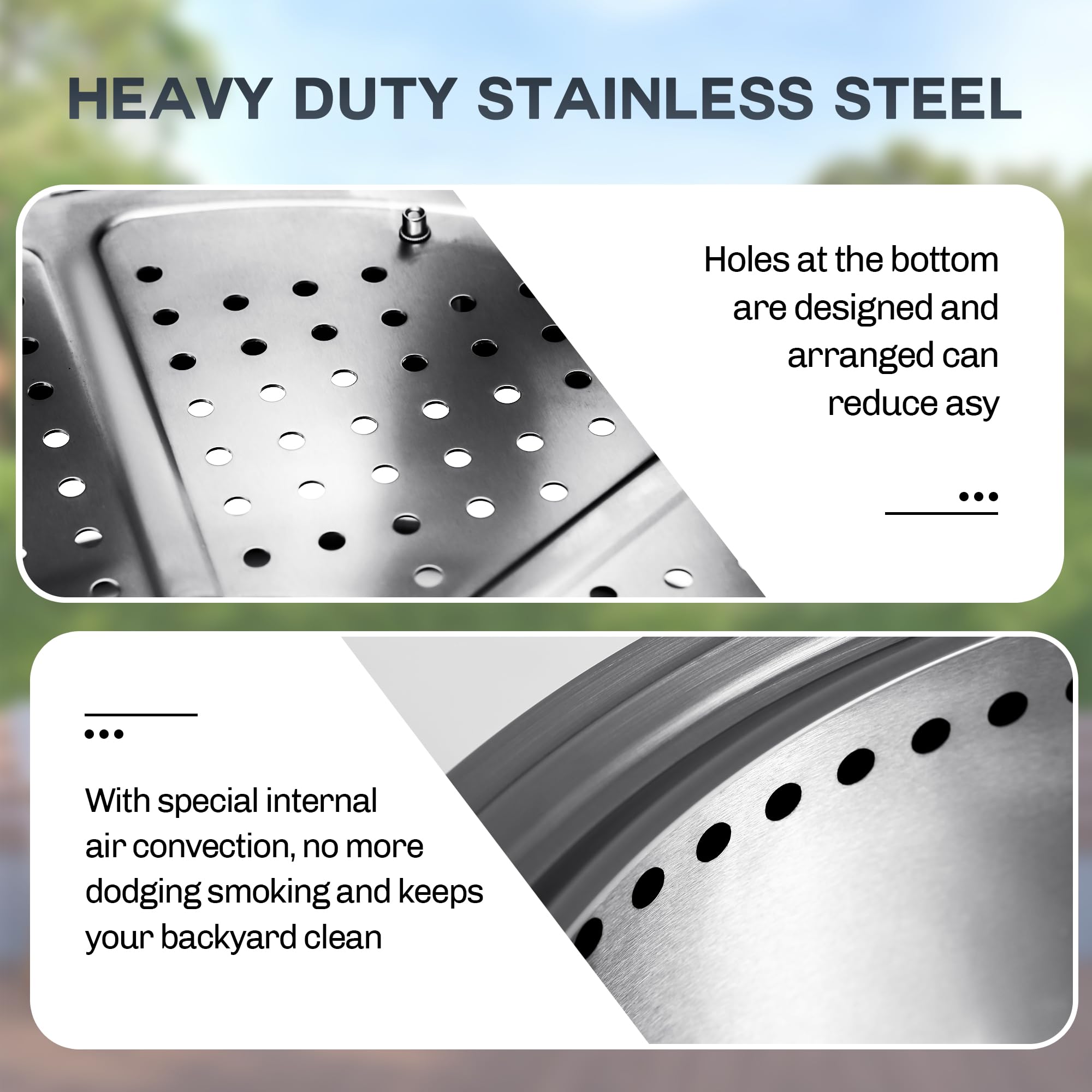 22 inch Smokeless Wood Firepit Outdoor, Black