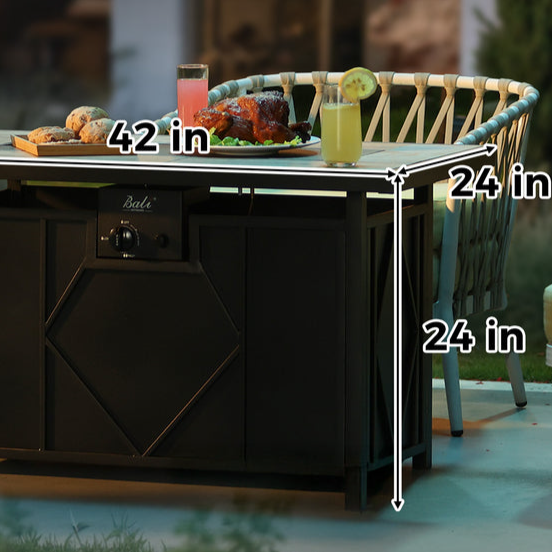 Rectangular fire pit table. Bali brand, 42 x 24 inches. Extra large