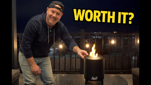 Compact tabletop fire pit on patio table for small outdoor spaces