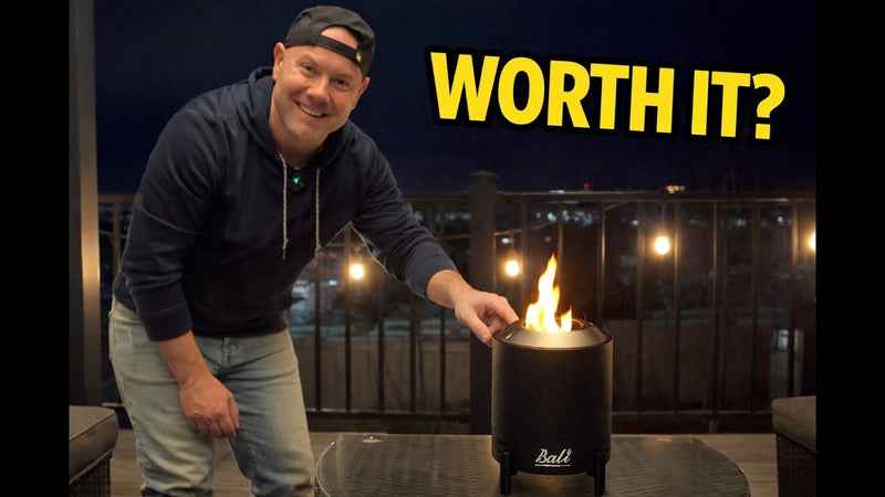 Compact tabletop fire pit on patio table for small outdoor spaces