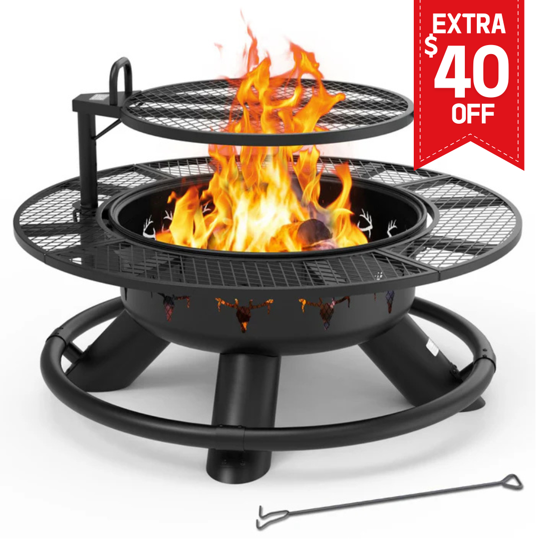 47 inch Wood Fire Pit, Black