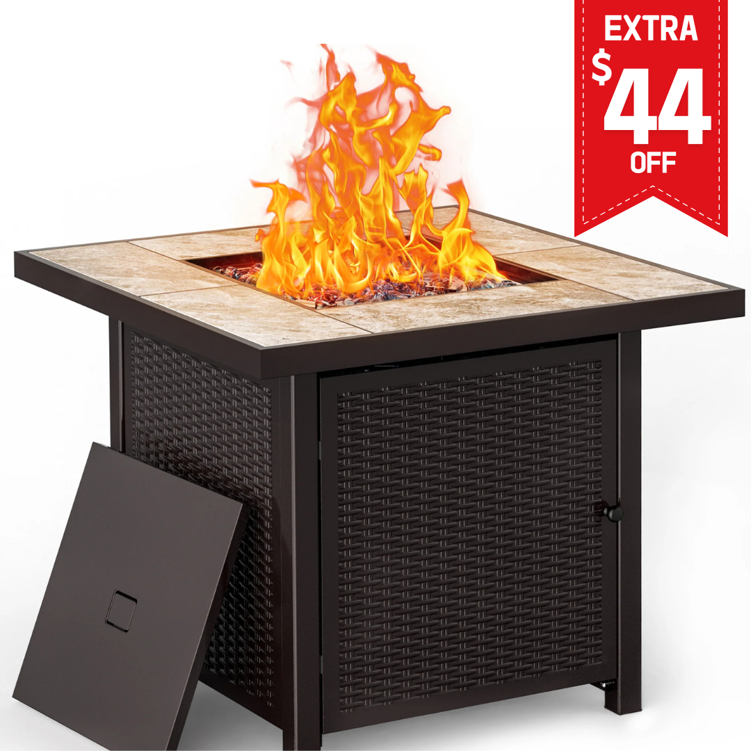 32 Inch Propane Gas Fire Pit Table, Brown