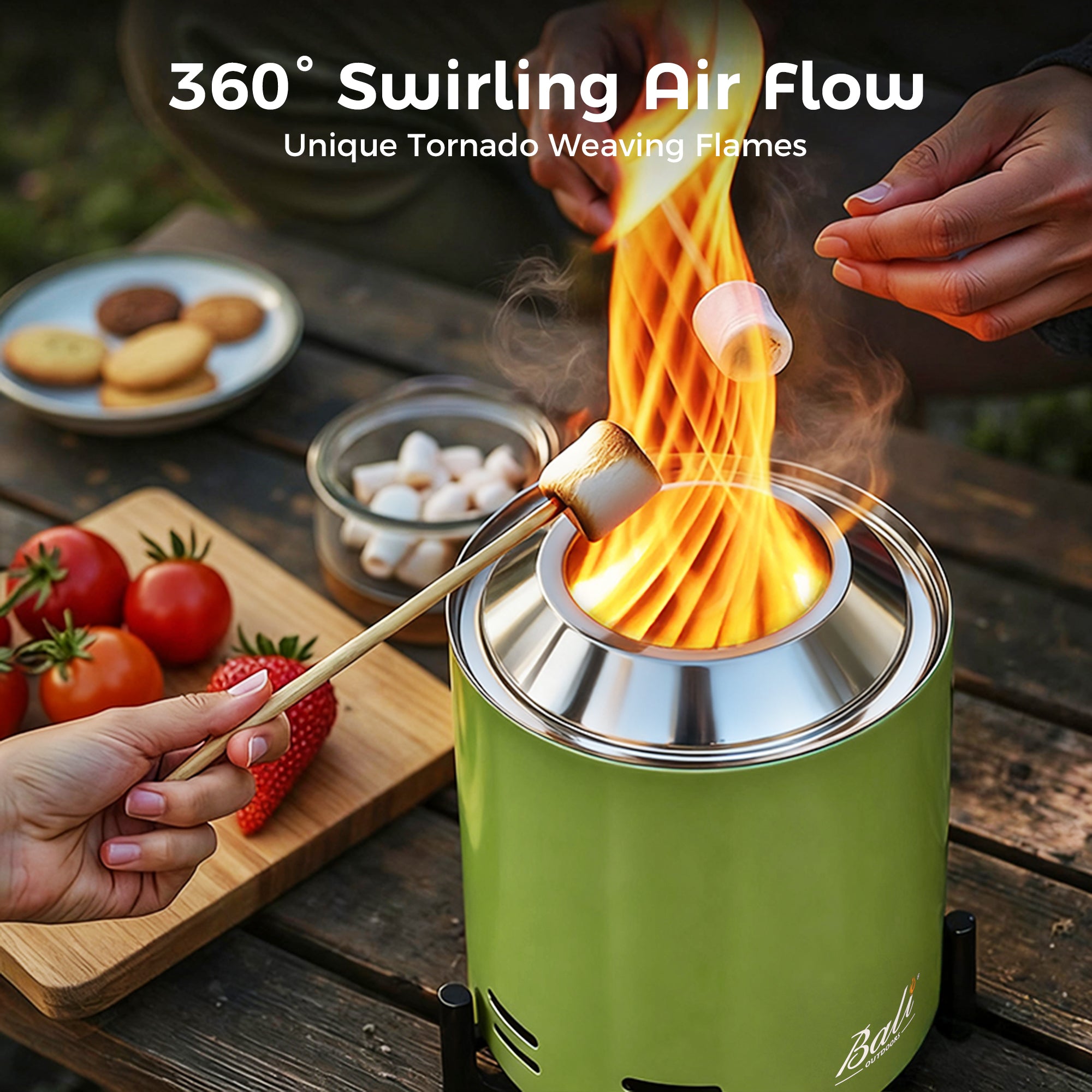 6.5 Inch Wood Stainless Steel Tabletop Fire Pit