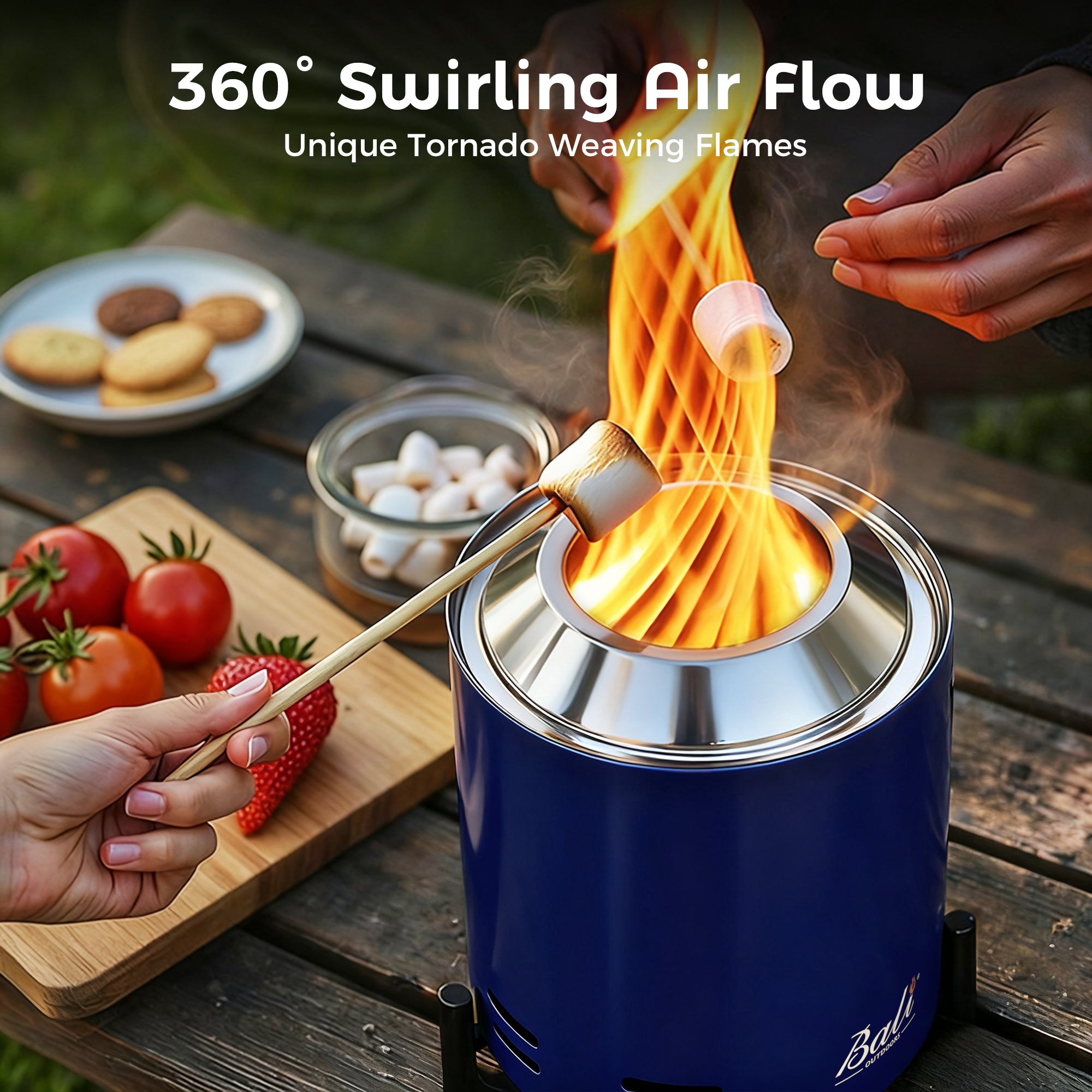 6.5 Inch Wood Stainless Steel Tabletop Fire Pit