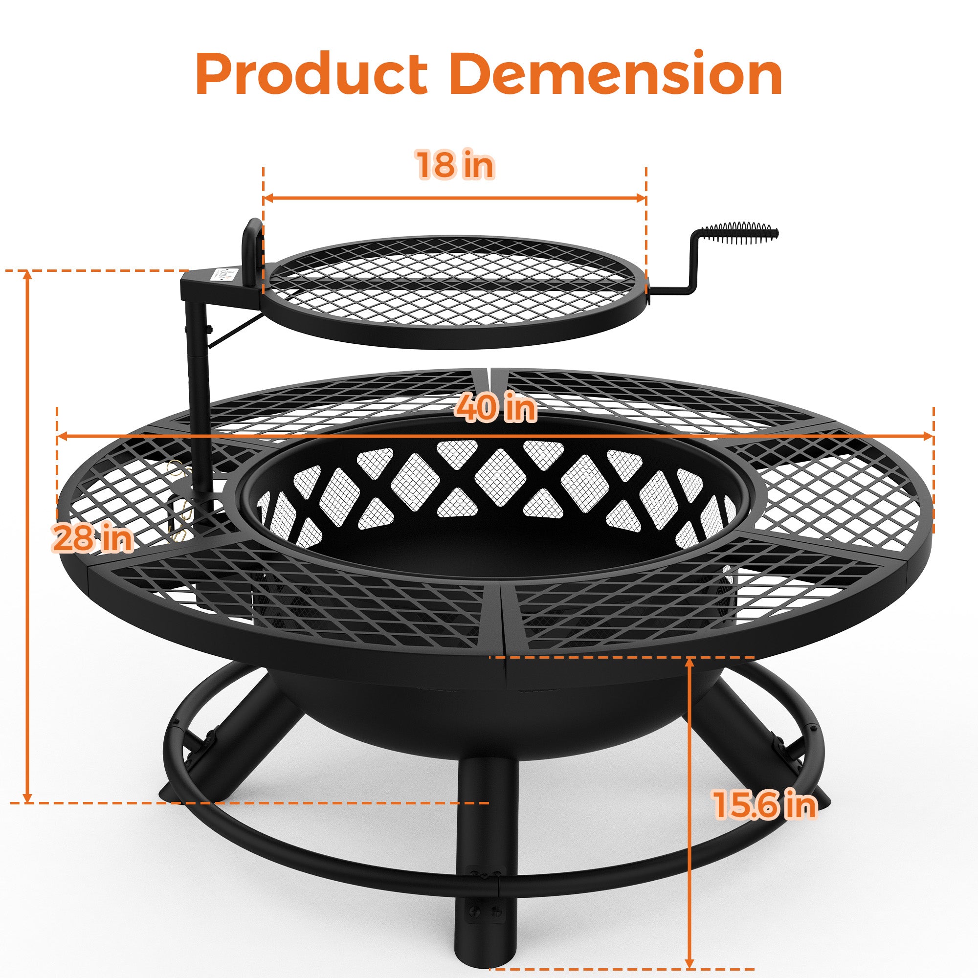 40 Inch Outdoor Wood Burning Fire Pit