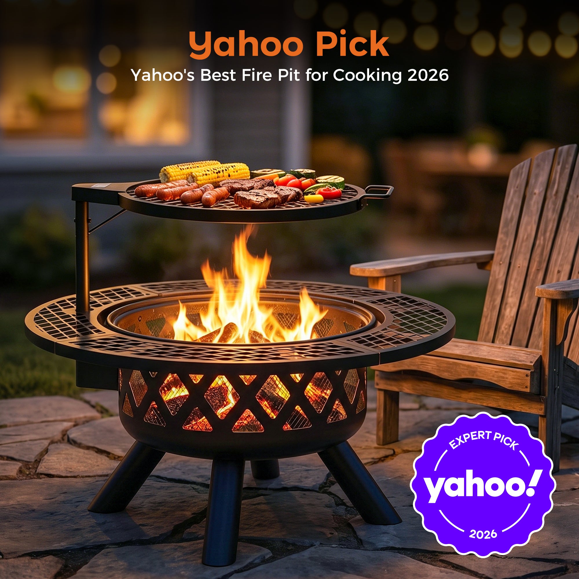 BALI OUTDOORS 32-Inch Wood Fire Pit with Poker
