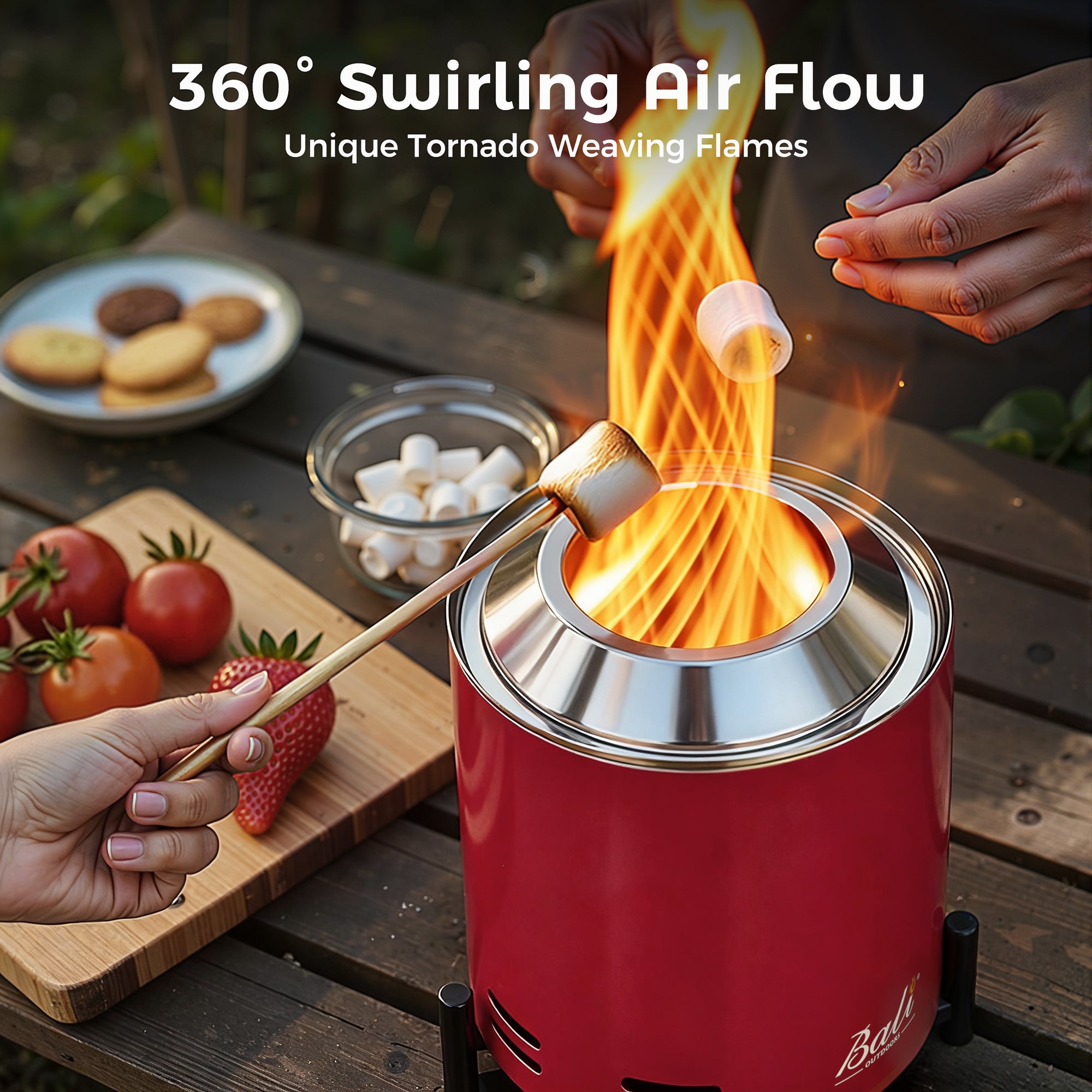 6.5 Inch Wood Stainless Steel Tabletop Fire Pit