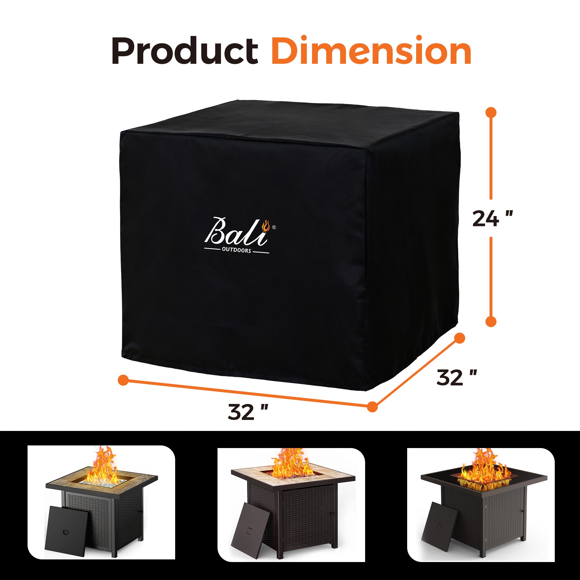 32 Inch Fire Pit Cover, Black