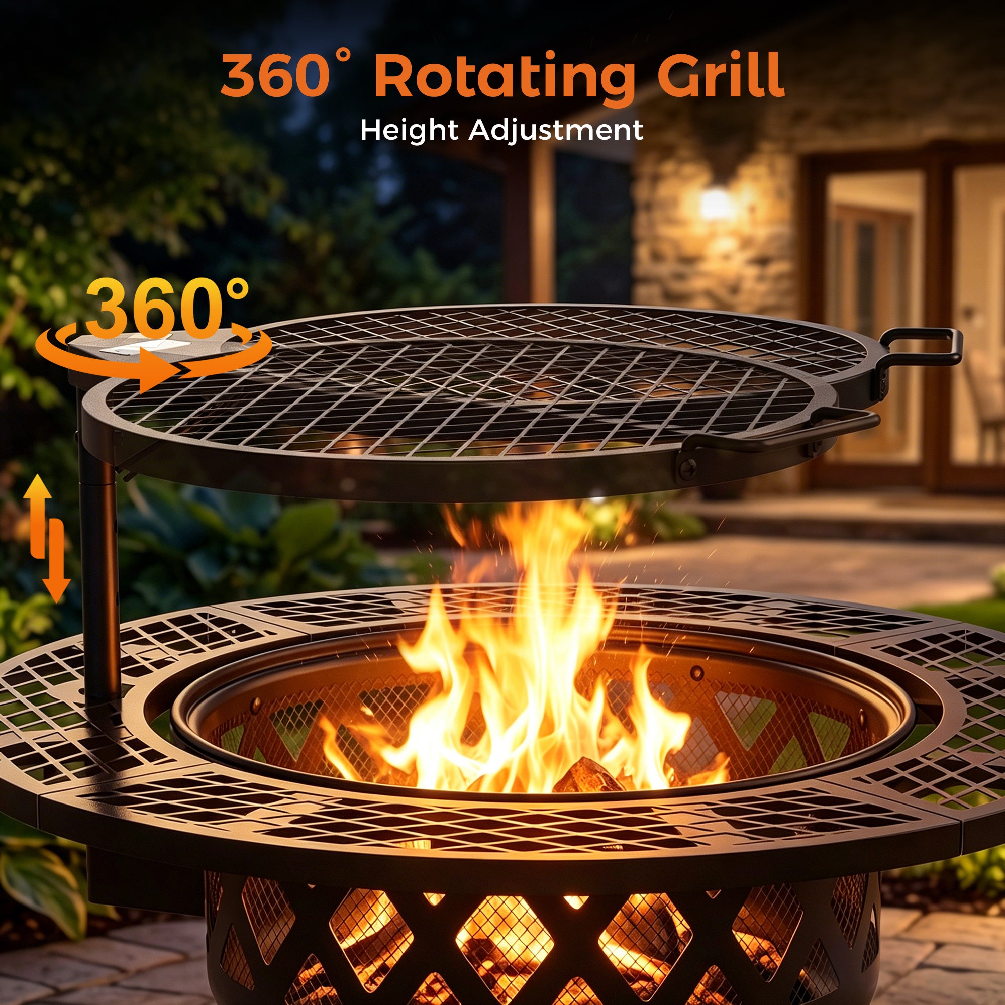 32 inch Wood Fire Pit, Black