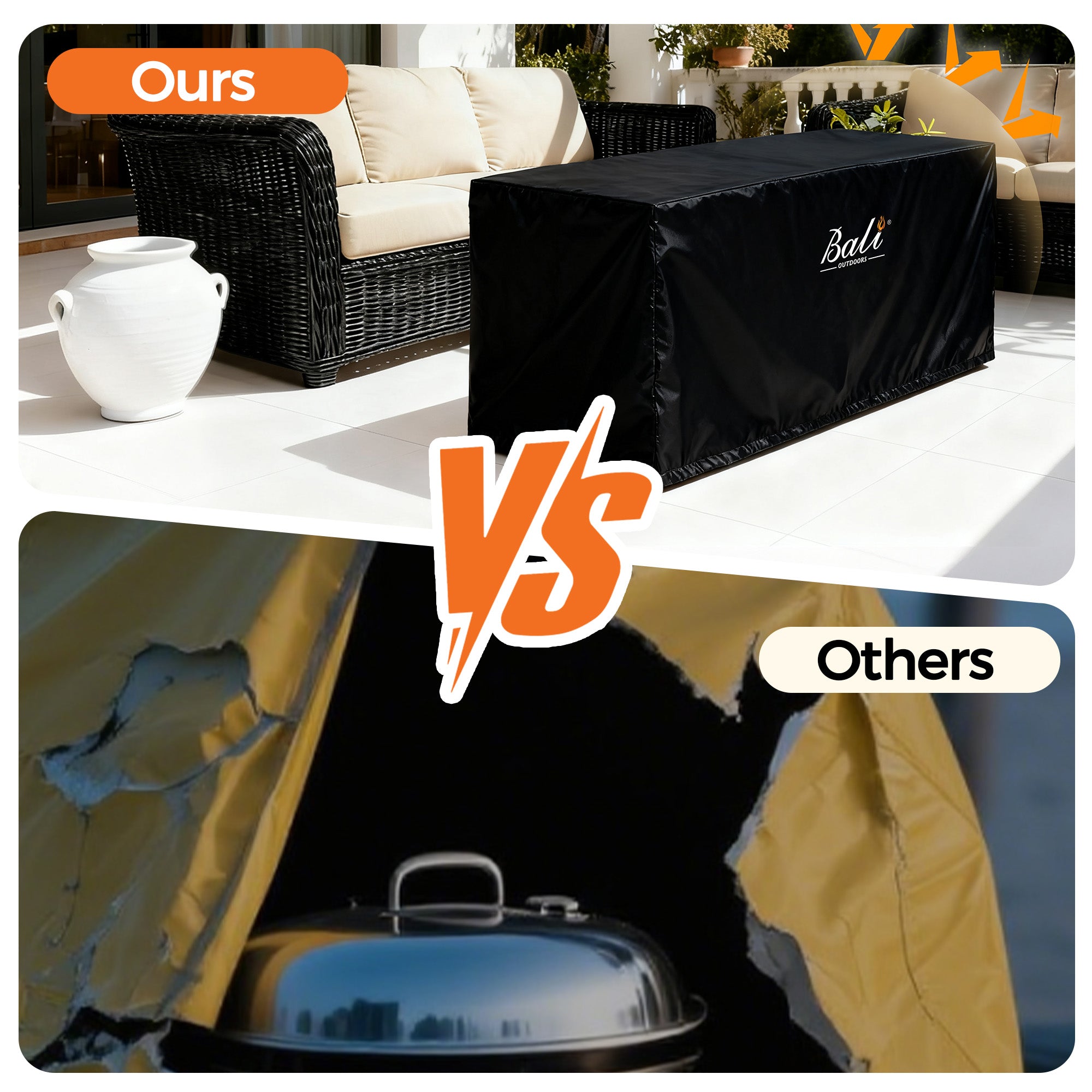 42 Inch Rectangular Fire Pit Covers, Black