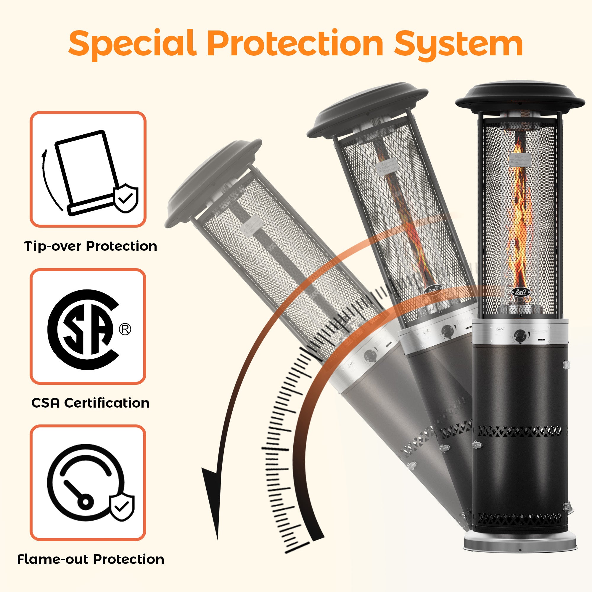 20 inch Propane Patio Heater, Dark Brown/Black