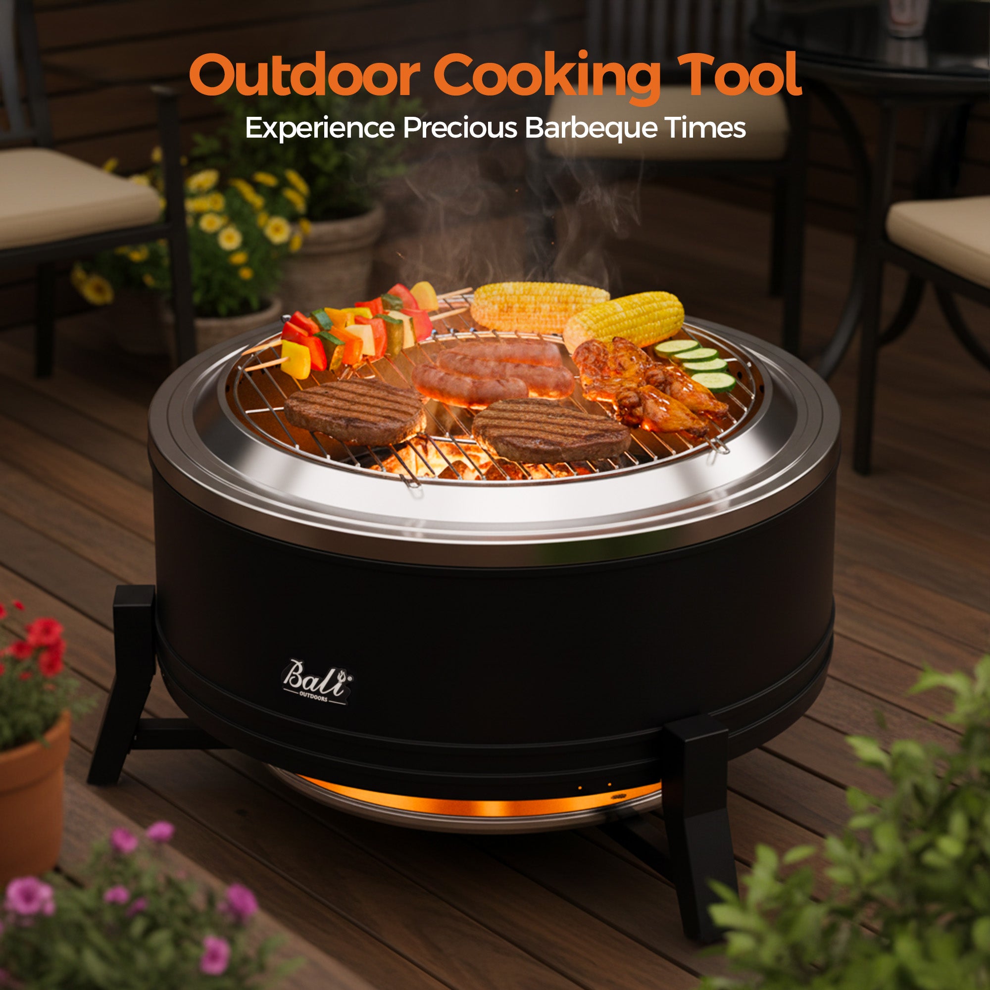 27 Inch Outdoor Smokeless Fire Pit With Ash Pan