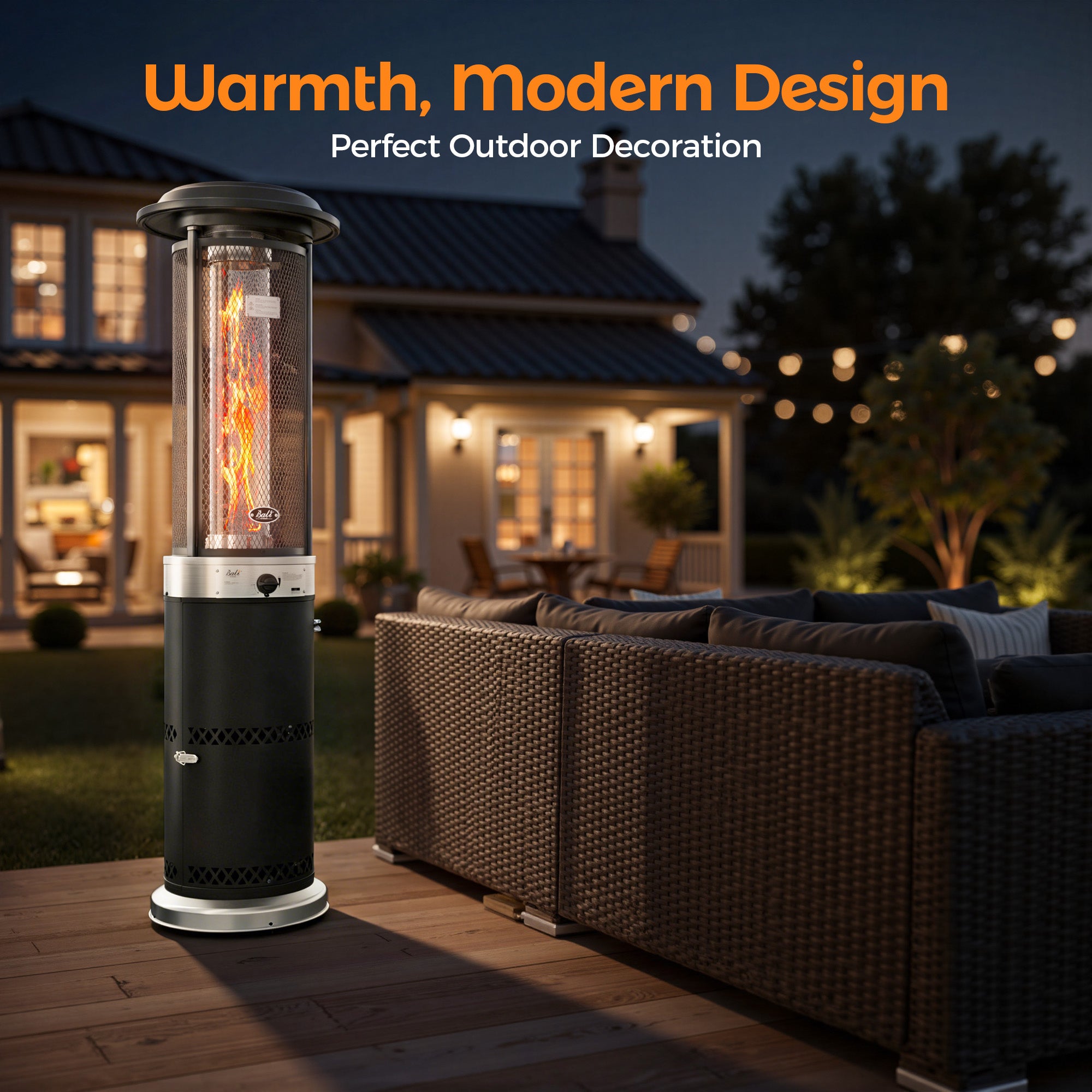 20 inch Propane Patio Heater, Dark Brown/Black