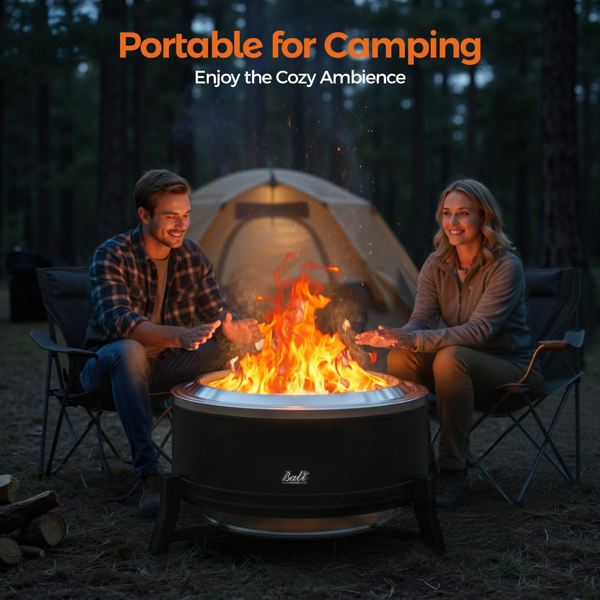 27 Inch Outdoor Smokeless Fire Pit With Ash Pan