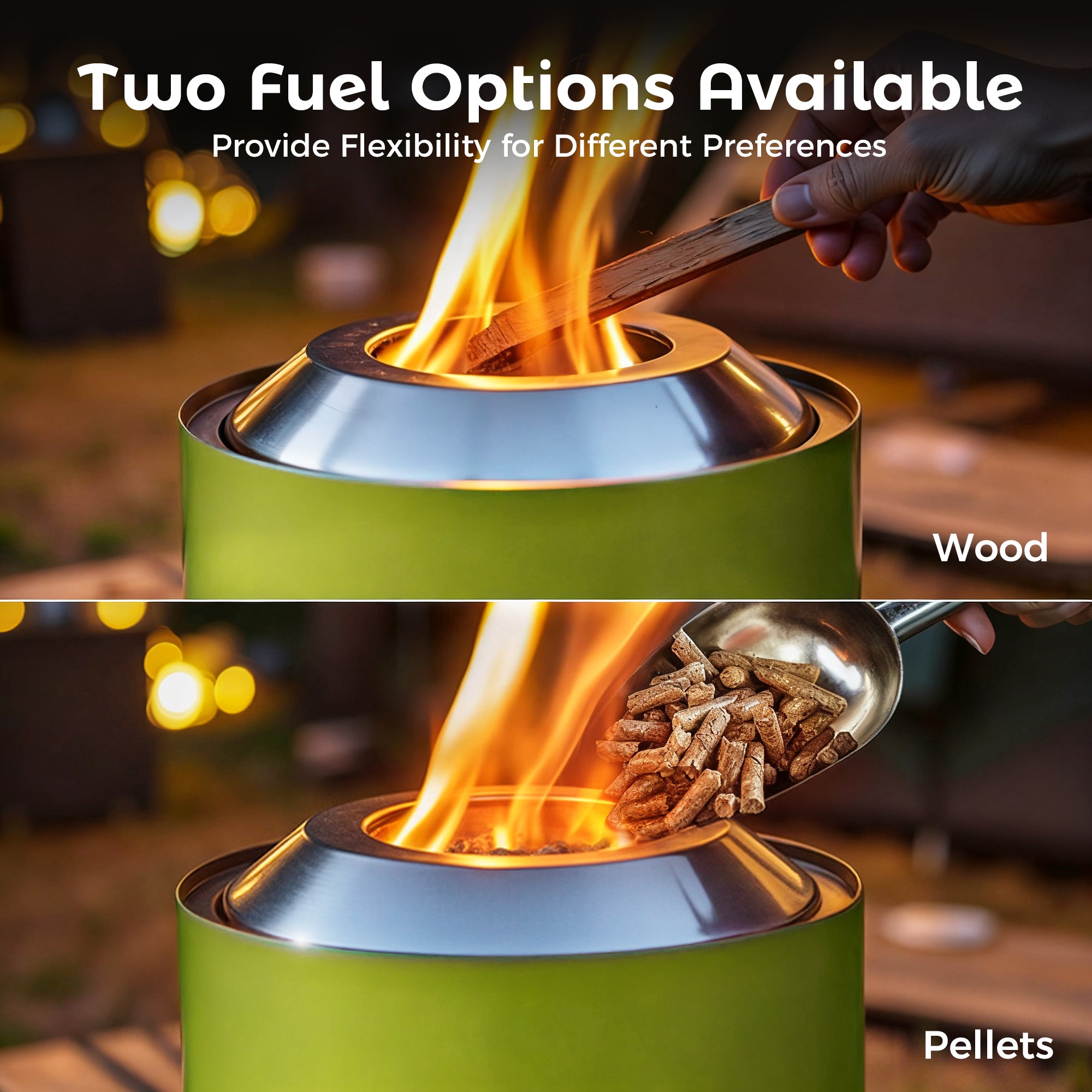 6.5 Inch Wood Stainless Steel Tabletop Fire Pit