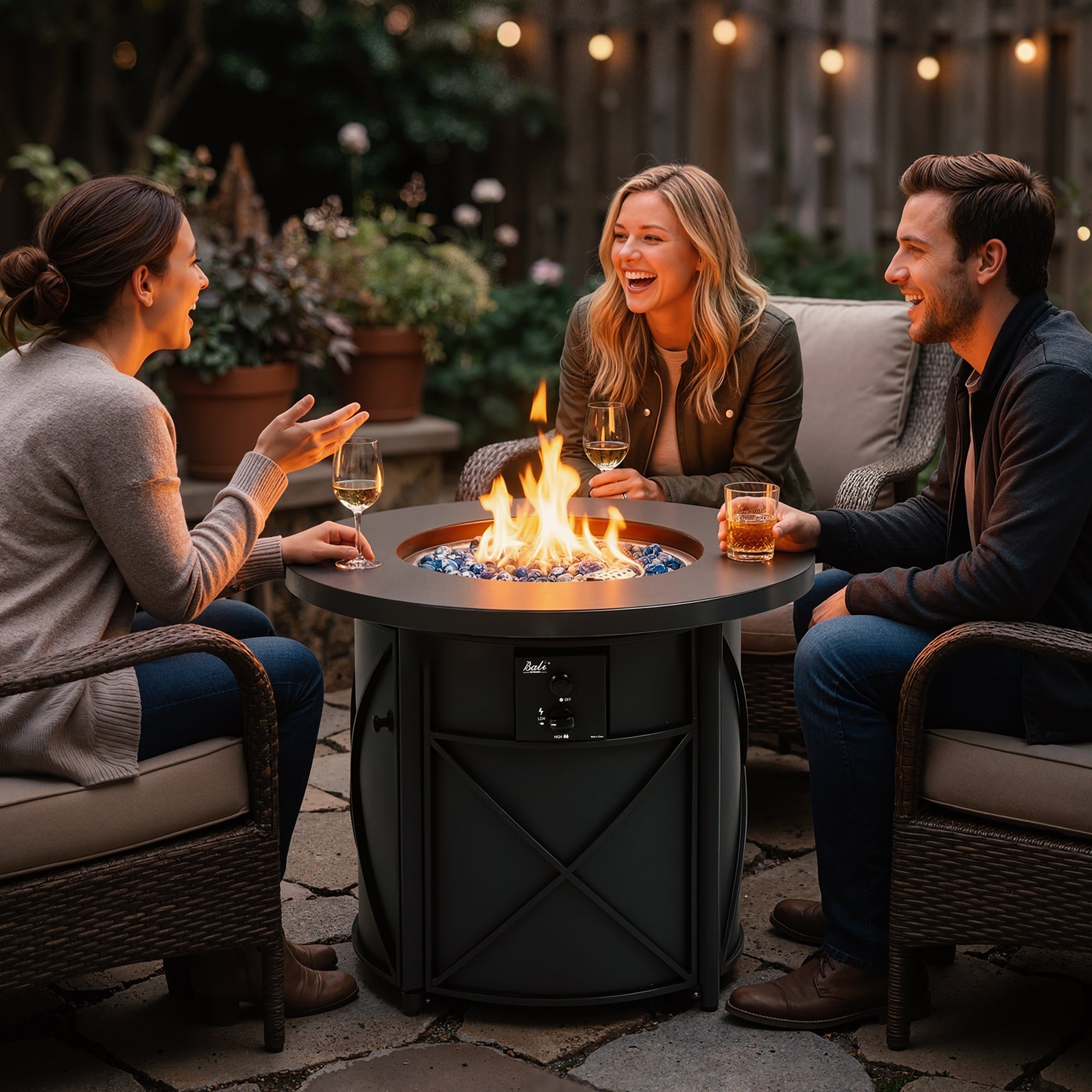 30 Inch Propane Fire Pit Table, Black