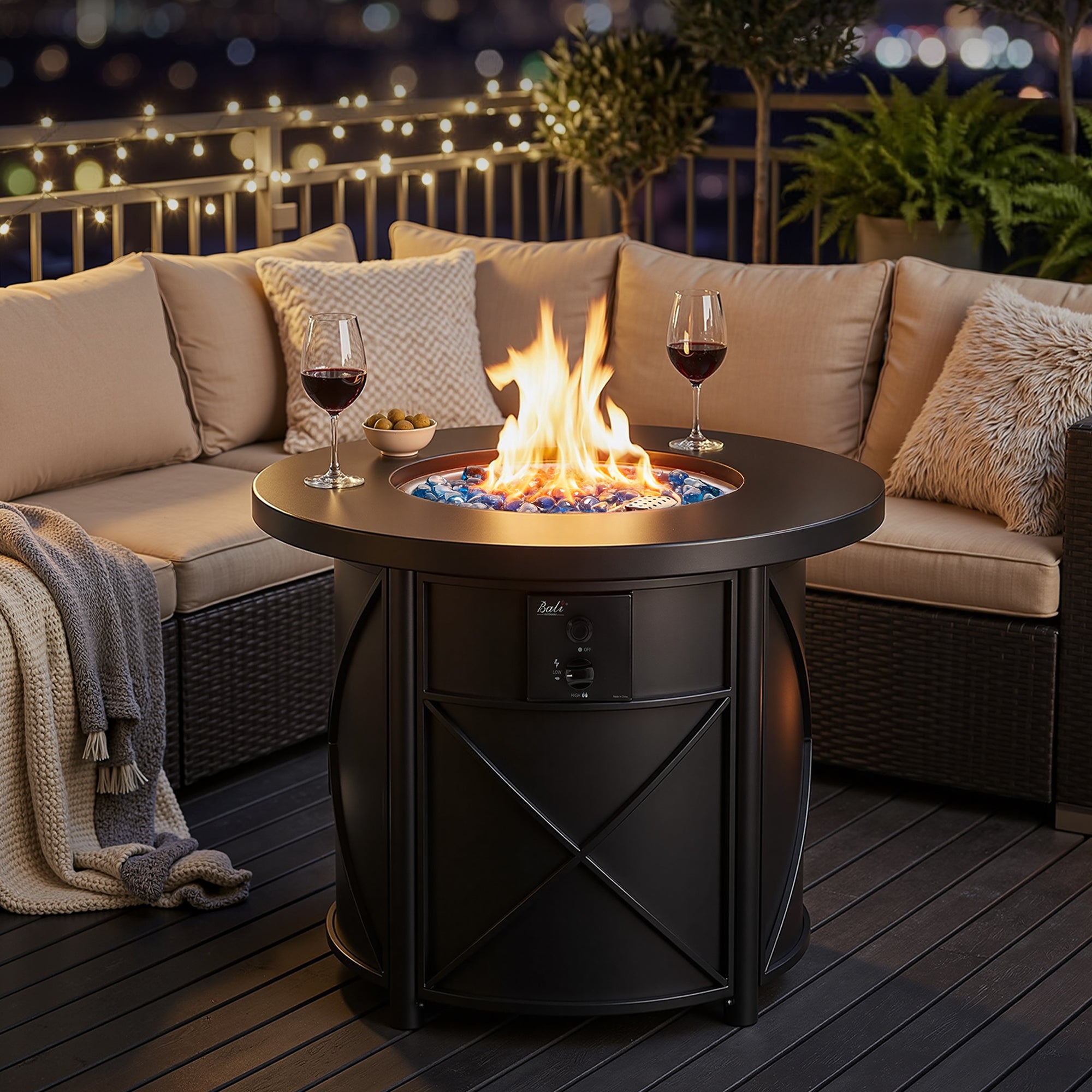 30 Inch Propane Fire Pit Table, Black
