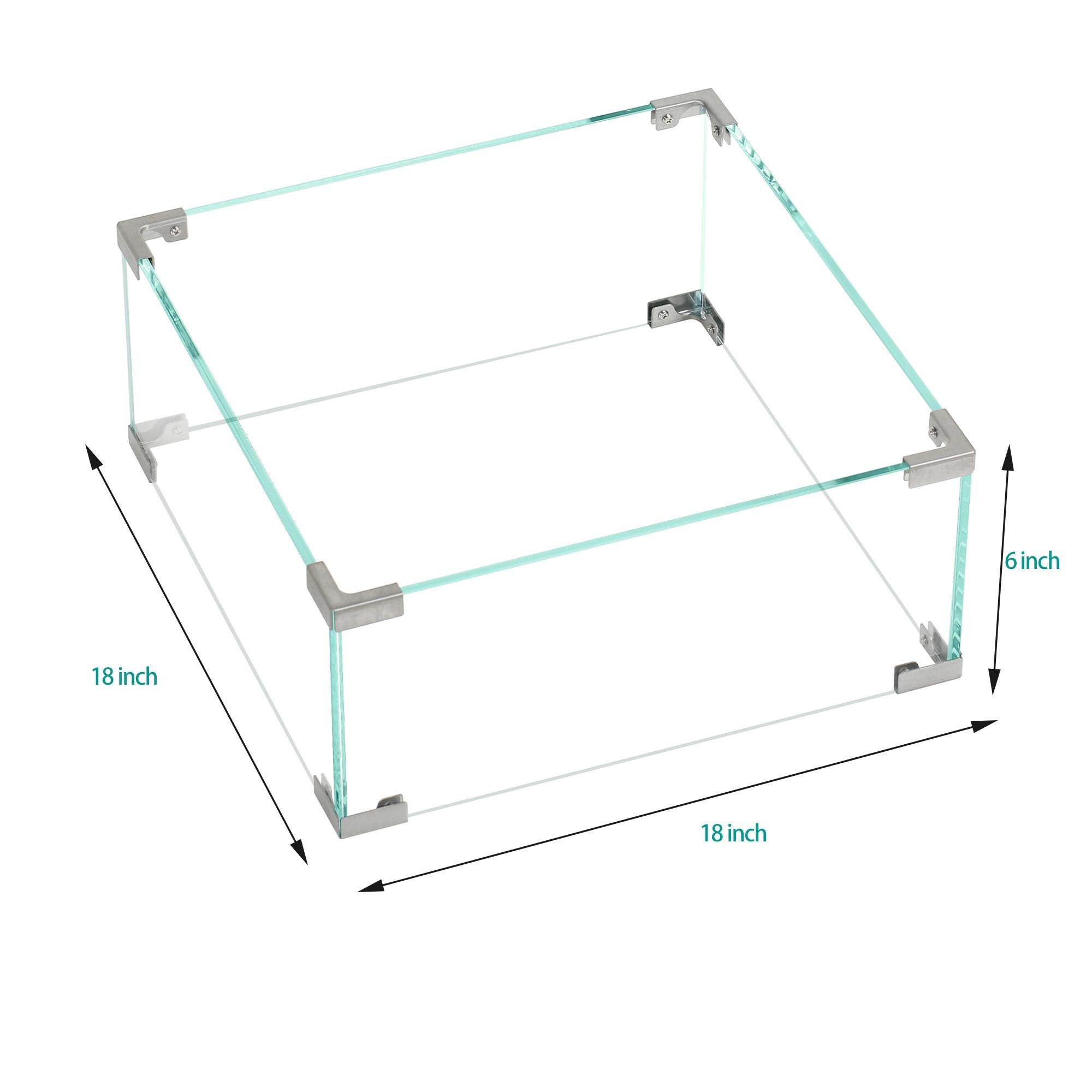 18 Inch Fire Pit Glass Wind Guard Fence