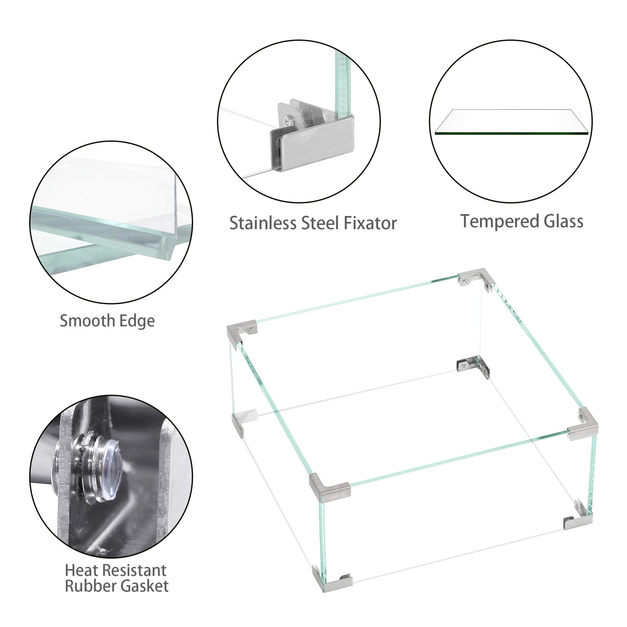 18 Inch Fire Pit Glass Wind Guard Fence