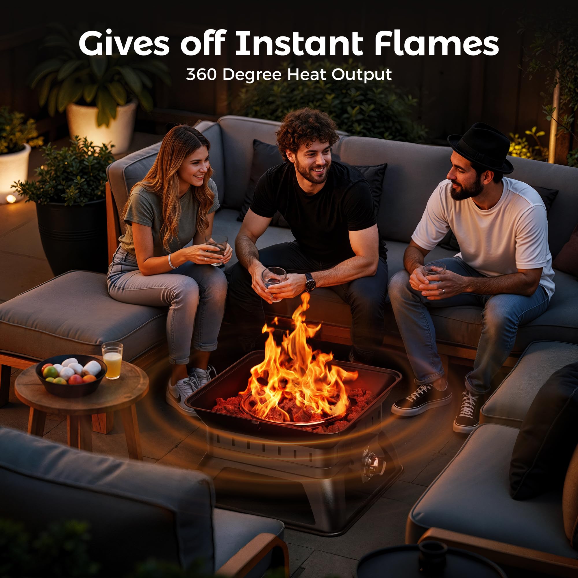 19 Inch Propane Fire Pit , Black
