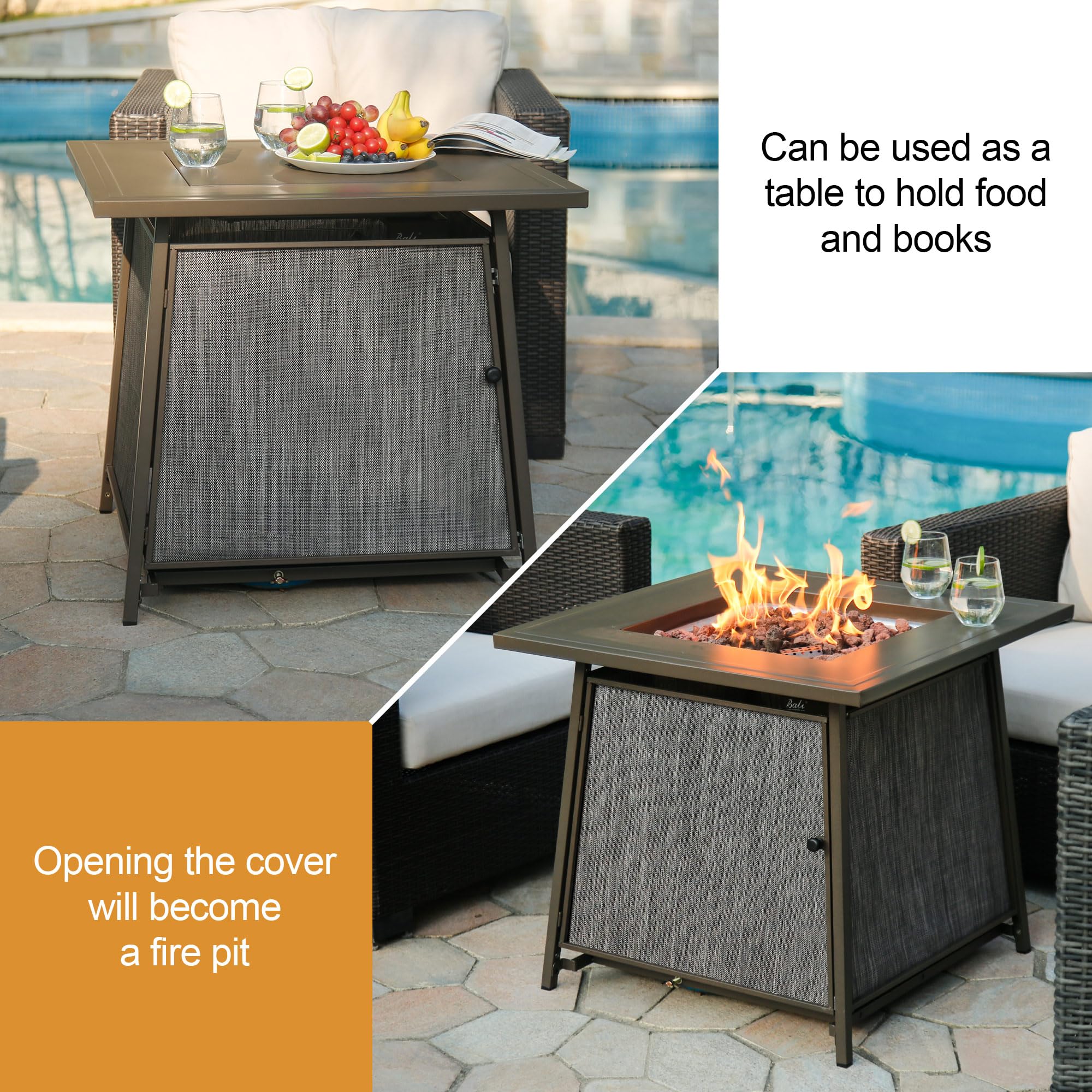 28 Inch Propane Fire Pit, Gray