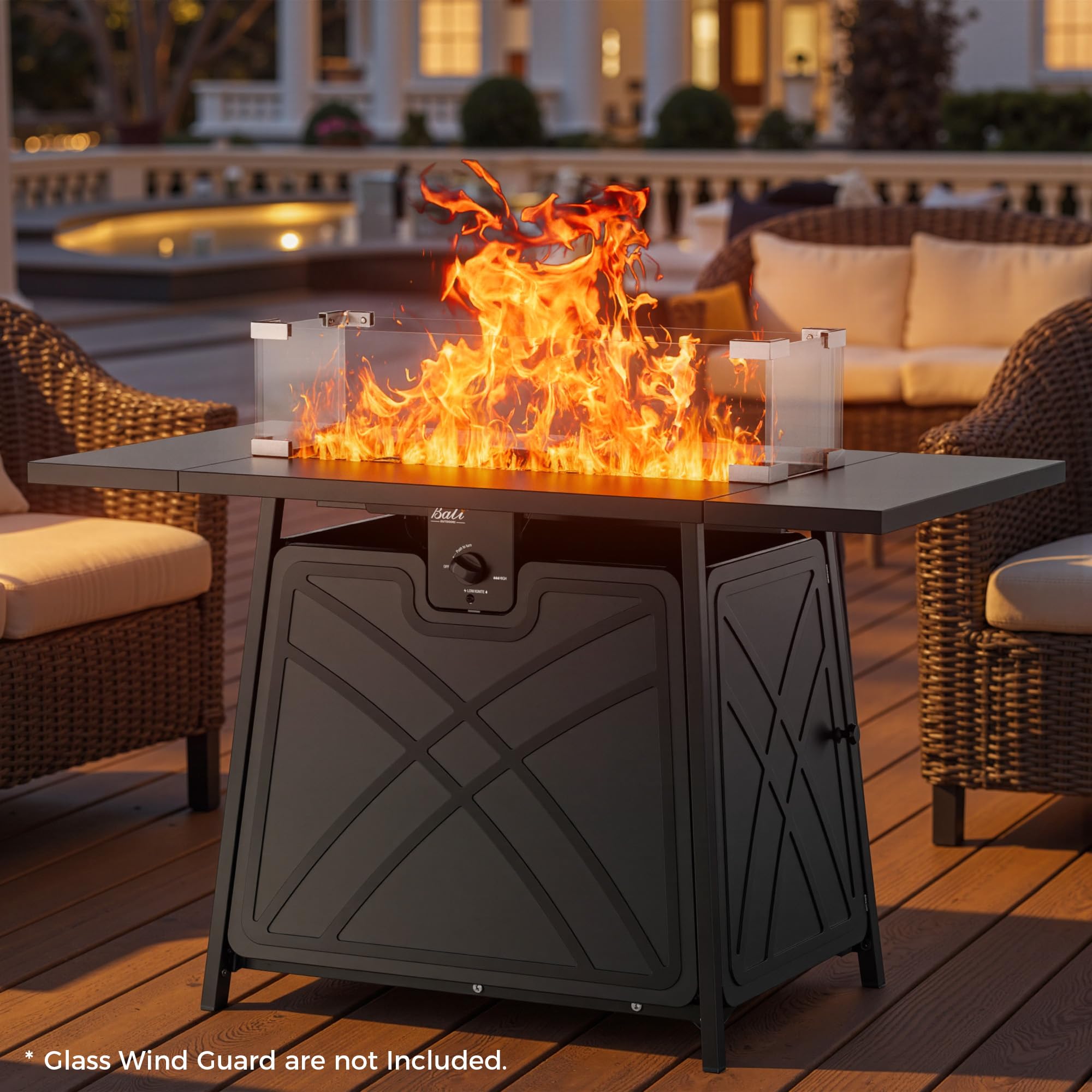 42 Inch Propane Fire Pit Table, Black