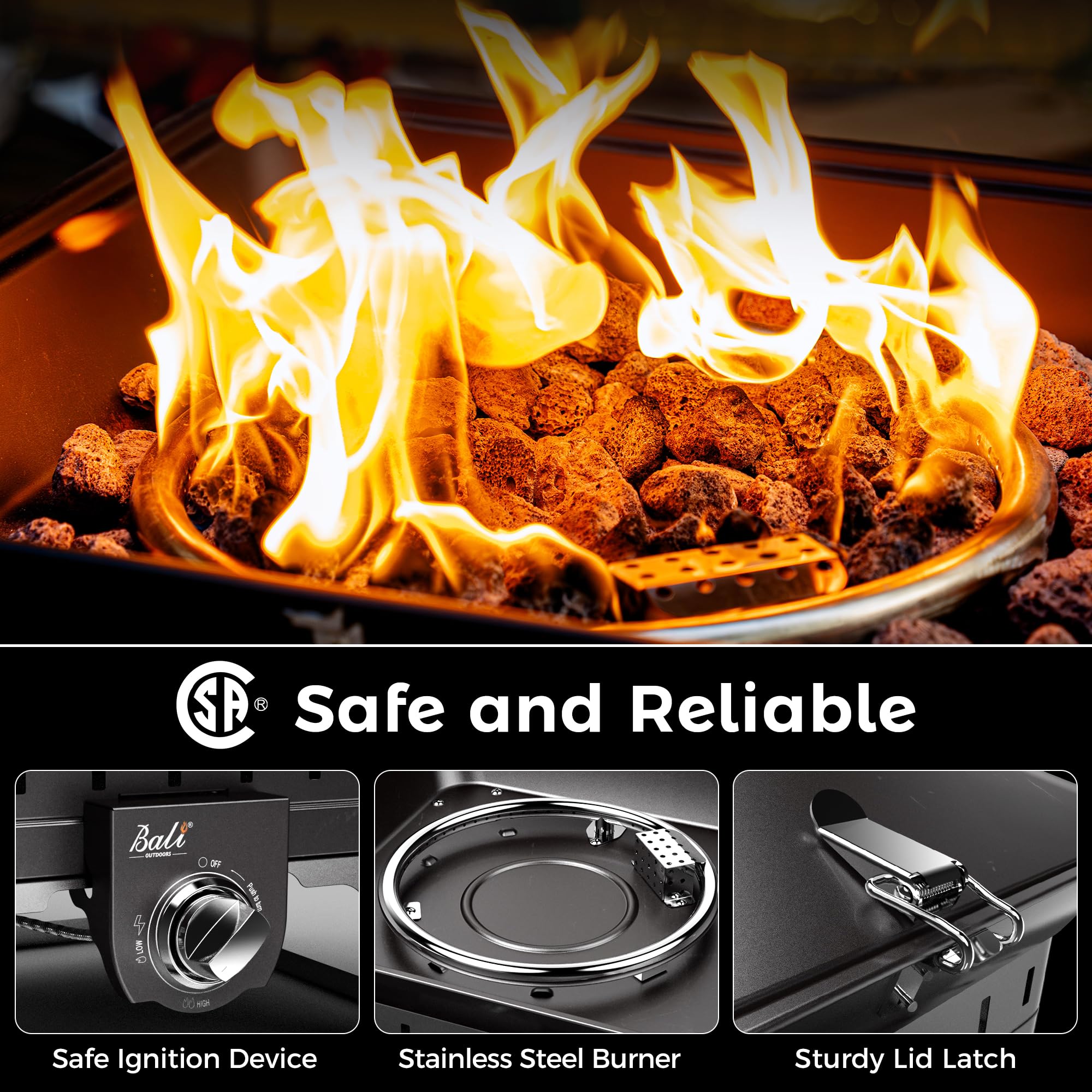 19 Inch Propane Fire Pit , Black